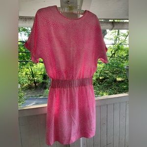NWOT! Britt Ryan Pink/White 100% Silk Short Sleeve Dress Size XS👗